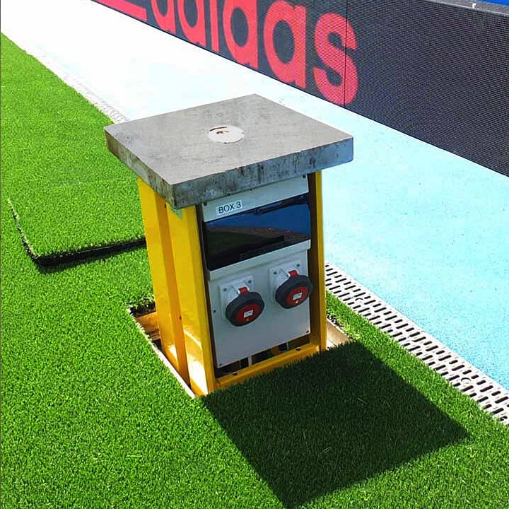 Image of an in-ground unt with the hinged lid open